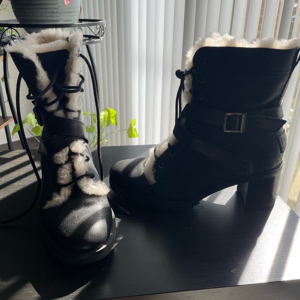 UGG Black and Cream Boots - Picture 2 of 7